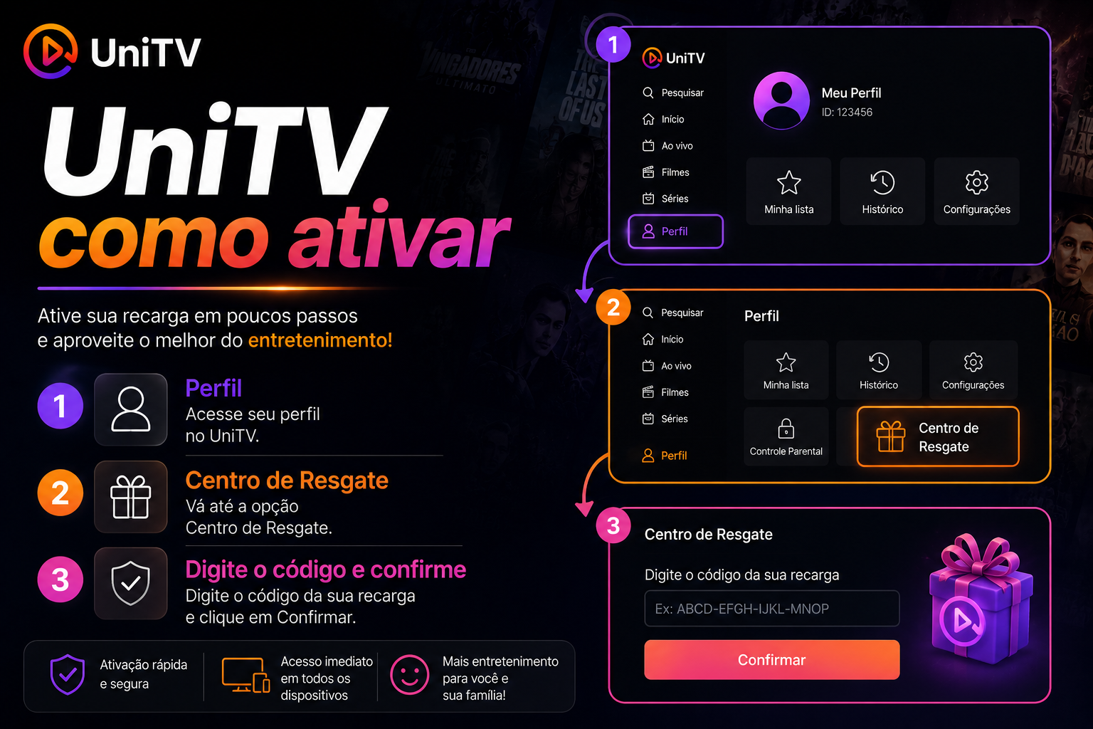 Como Ativar o C&oacute;digo UniTV Ap&oacute;s a Compra